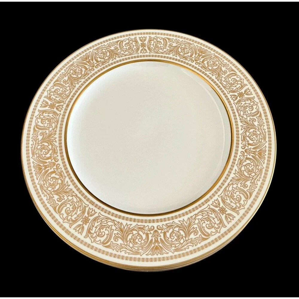 Set Of 2 Vintage Mikasa‎ Narumi Oberlin Gold Rimmed 10-5/8” Dinner Plates